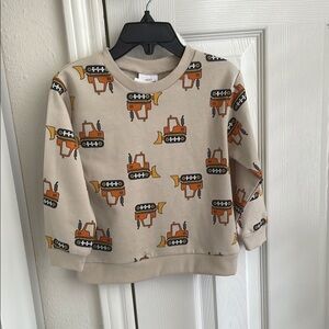 Petit Lem Cream and Orange Sweatshirt with Whimsical Print
